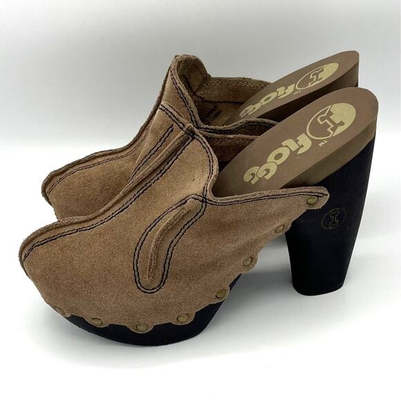 Floggs Diana Suede Platform Clog in Tan Size 6.5 - Picture 4 of 8